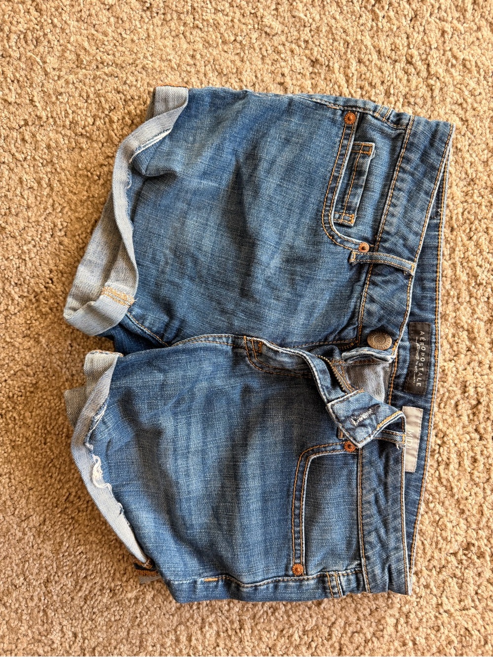 Aeropostale Medium Blue Rolled Cuff Denim Shorts